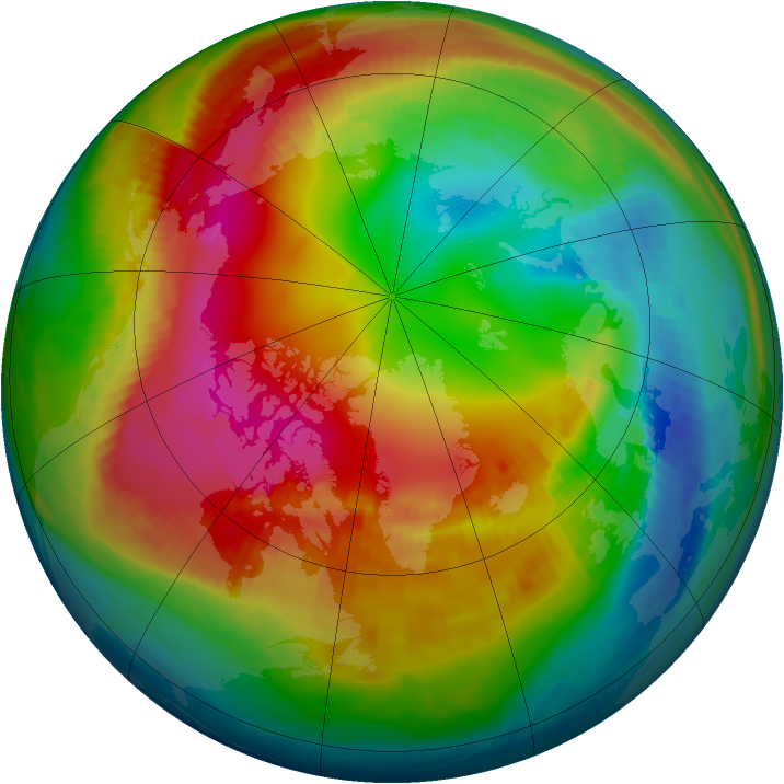 Arctic ozone map for 08 February 1990